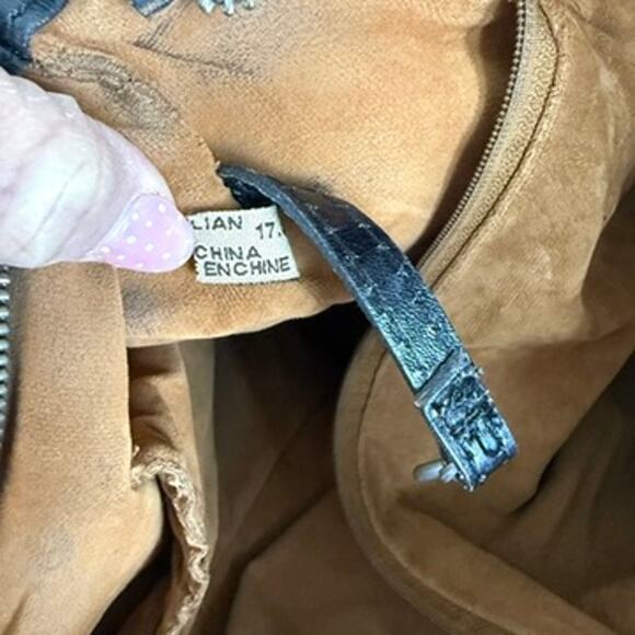 Patricia Nash Tooled Leather Tote Black Brown Fringe Handles Boho Western Bag - Picture 7 of 10